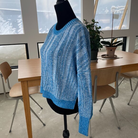 Anthropologie Pilcro Textured‎ High-Low Pullover Sweater Blue Women’s Sz Sm - Picture 3 of 7